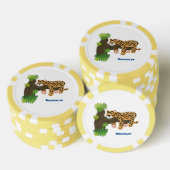 Cute leopard slapen in de cartoon afbeelding van d poker chips (Opstapeling)