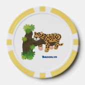 Cute leopard slapen in de cartoon afbeelding van d poker chips (Voorkant)