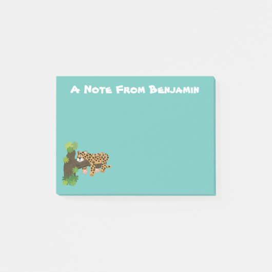 Cute leopard slapen in de cartoon afbeelding van d post-it® notes (Voorkant)