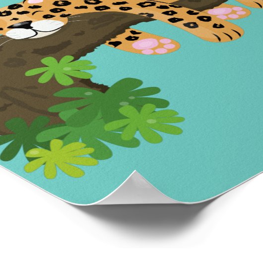 Cute leopard slapen in de cartoon afbeelding van d poster (Hoek)