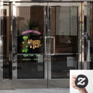 Cute leopard slapen in de cartoon afbeelding van d raamsticker