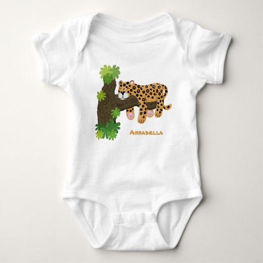Cute leopard slapen in de cartoon afbeelding van d romper (Voorkant)
