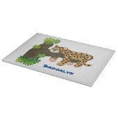Cute leopard slapen in de cartoon afbeelding van d snijplank (Hoek)