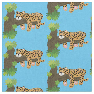 Cute leopard slapen in de cartoon afbeelding van d stof