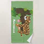 Cute leopard slapen in de cartoon afbeelding van d strandlaken (Voorkant)