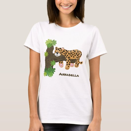 Cute leopard slapen in de cartoon afbeelding van d t-shirt (Voorkant)