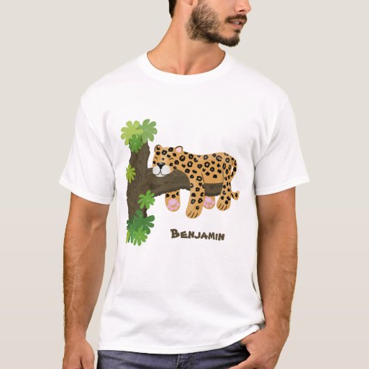 Cute leopard slapen in de cartoon afbeelding van d t-shirt (Voorkant)