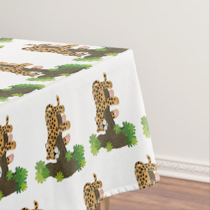 Cute leopard slapen in de cartoon afbeelding van d tafelkleed
