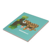 Cute leopard slapen in de cartoon afbeelding van d tegeltje (Zijkant)