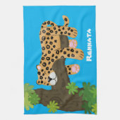 Cute leopard slapen in de cartoon afbeelding van d theedoek (Verticaal)