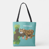 Cute leopard slapen in de cartoon afbeelding van d tote bag (Achterkant)