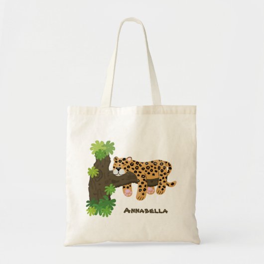 Cute leopard slapen in de cartoon afbeelding van d tote bag (Voorkant)