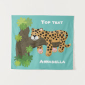 Cute leopard slapen in de cartoon afbeelding van d wandkleed (Voorkant (horizontaal))