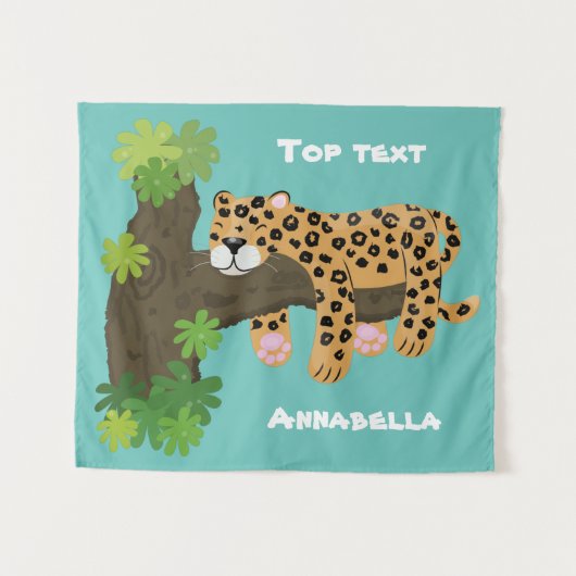 Cute leopard slapen in de cartoon afbeelding van d wandkleed (Voorkant (horizontaal))