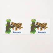 Cute leopard slapen in de cartoon afbeelding van d yogamat (Achterkant (horizontaal))