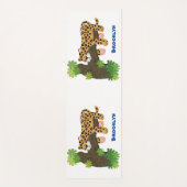 Cute leopard slapen in de cartoon afbeelding van d yogamat (Voorkant)