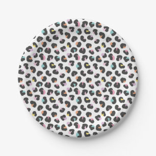 Cute leopard spots in pastelkleuren op wit papier papieren bordje