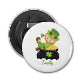 Cute Leprechaun Button Flesopener (Voorkant)