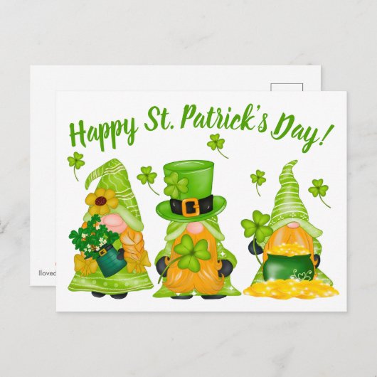 Cute Leprechaun Gnome Happy St. Patrick's Day Briefkaart (Voorkant / Achterkant)
