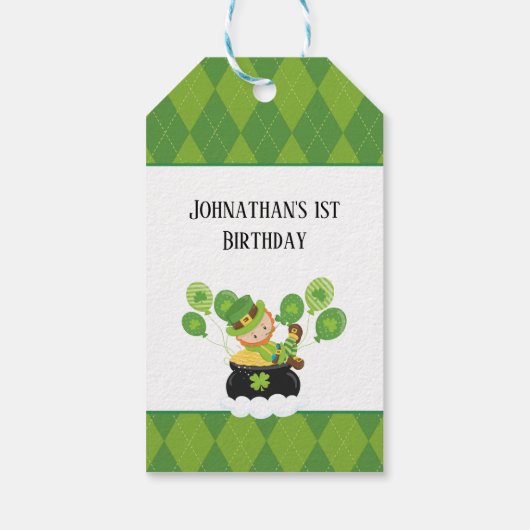 Cute Leprechaun Irish Bedankt voor de verjaardag Cadeaulabel (Achterkant)