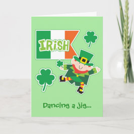 Cute Leprechaun Jig St Patrick's Day Kaart