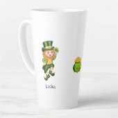 Cute leprechaun, kalligrafie en pot goud latte mok (Linkerhoek)