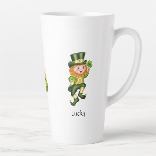Cute leprechaun, kalligrafie en pot goud latte mok (Rechts)