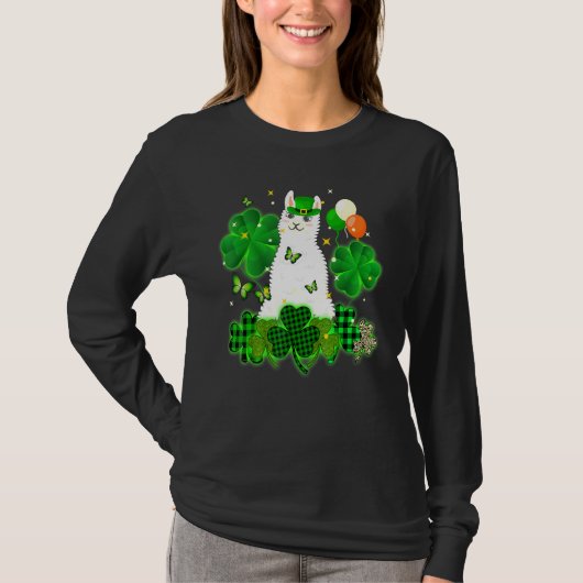 Cute Leprechaun Llama Leopard Shamrocks Patr T-shirt (Voorkant)