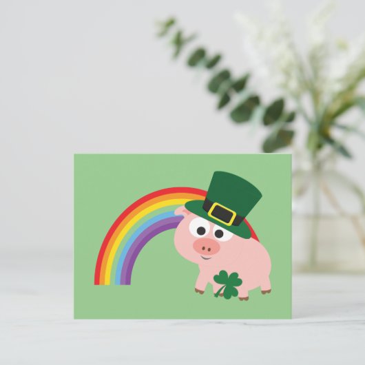 Cute Leprechaun Pig Briefkaart (Staand voorkant)