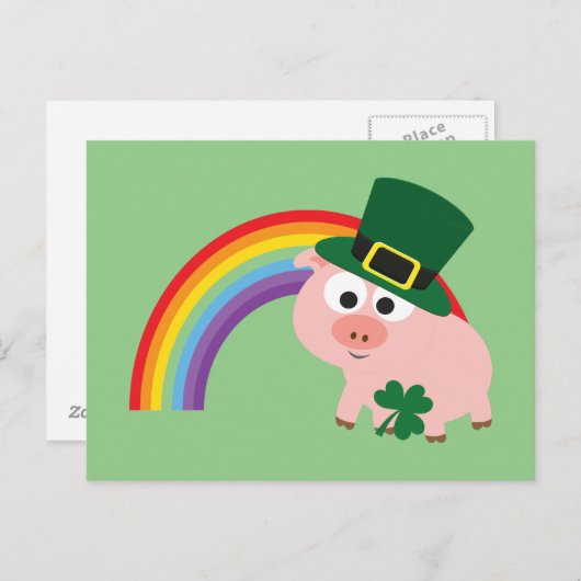 Cute Leprechaun Pig Briefkaart (Voorkant / Achterkant)