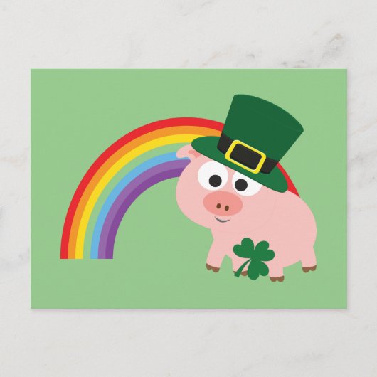 Cute Leprechaun Pig Briefkaart (Voorkant)