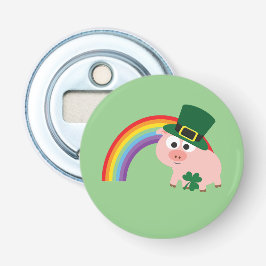 Cute Leprechaun Pig Button Flesopener