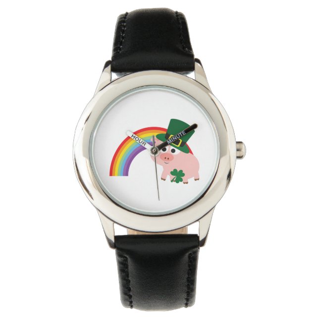 Cute Leprechaun Pig Horloge (Voorkant)