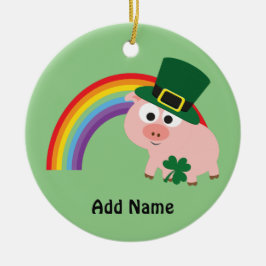 Cute Leprechaun Pig Keramisch Ornament