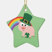 Cute Leprechaun Pig Keramisch Ornament (Links)