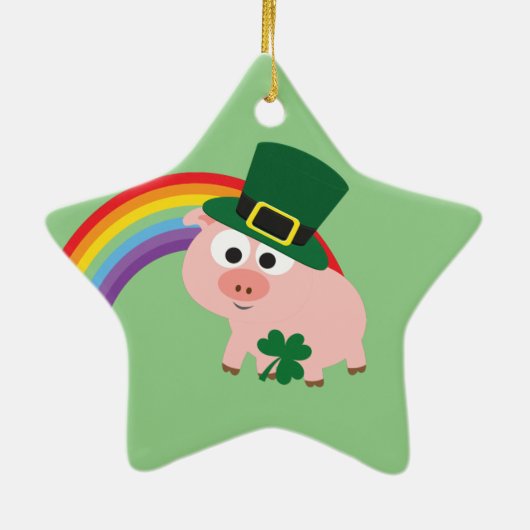 Cute Leprechaun Pig Keramisch Ornament (Achterkant)