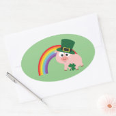 Cute Leprechaun Pig Ovale Sticker (Envelop)