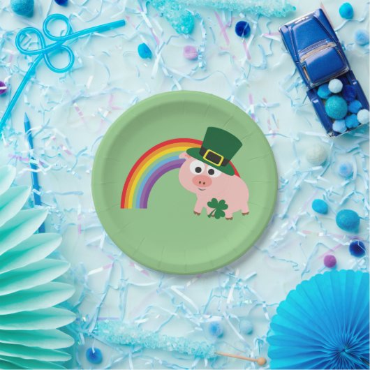 Cute Leprechaun Pig Papieren Bordje (Feest)
