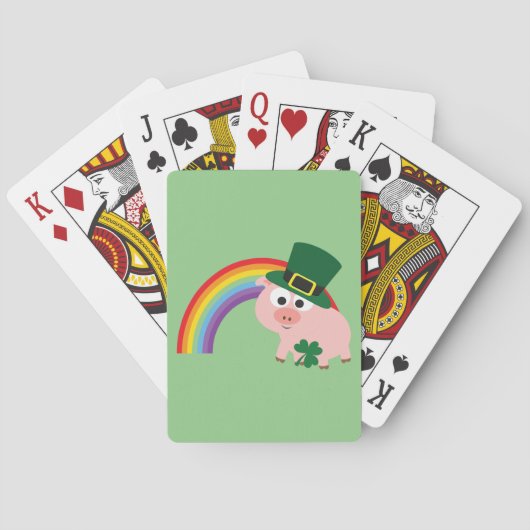 Cute Leprechaun Pig Pokerkaarten (Achterkant)