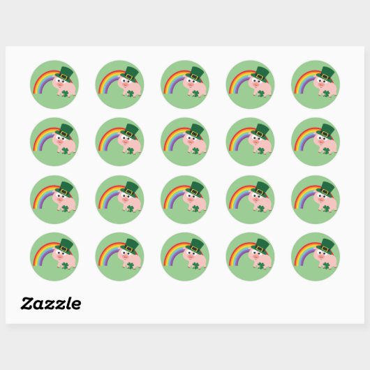 Cute Leprechaun Pig Ronde Sticker (Vel)