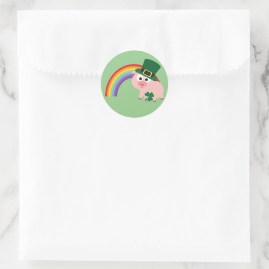 Cute Leprechaun Pig Ronde Sticker (Tas)