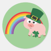 Cute Leprechaun Pig Ronde Sticker (Voorkant)