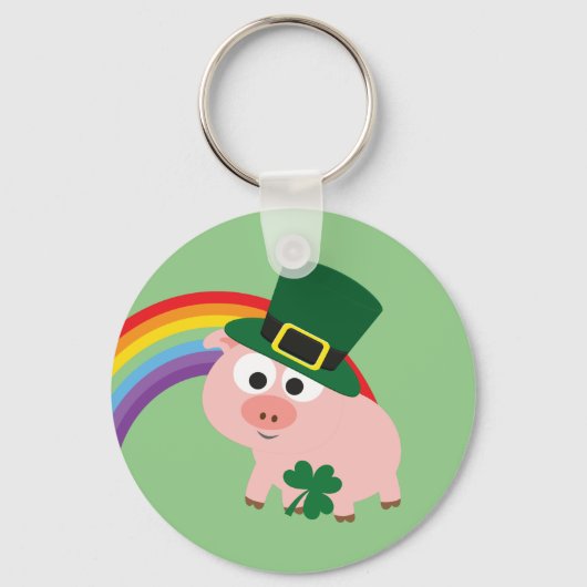 Cute Leprechaun Pig Sleutelhanger (Voorkant)