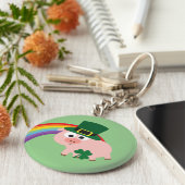 Cute Leprechaun Pig Sleutelhanger (Zijkant)