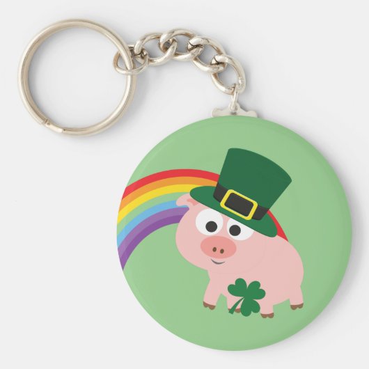 Cute Leprechaun Pig Sleutelhanger (Voorkant)
