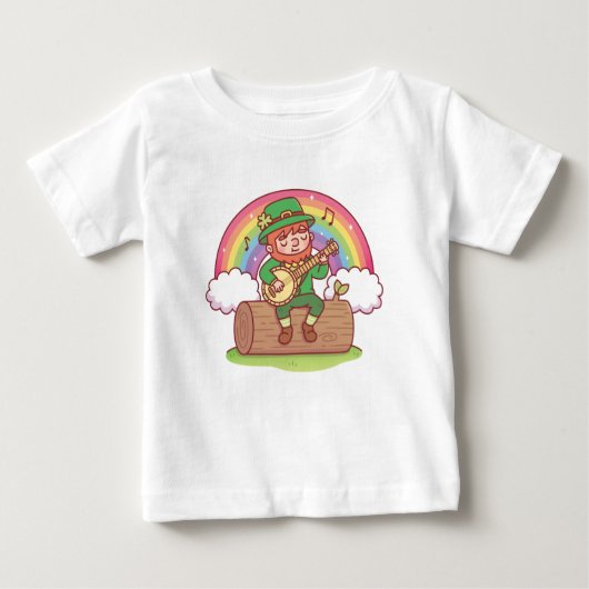 Cute Leprechaun Plays Banjo Baby T-Shirt (Voorkant)