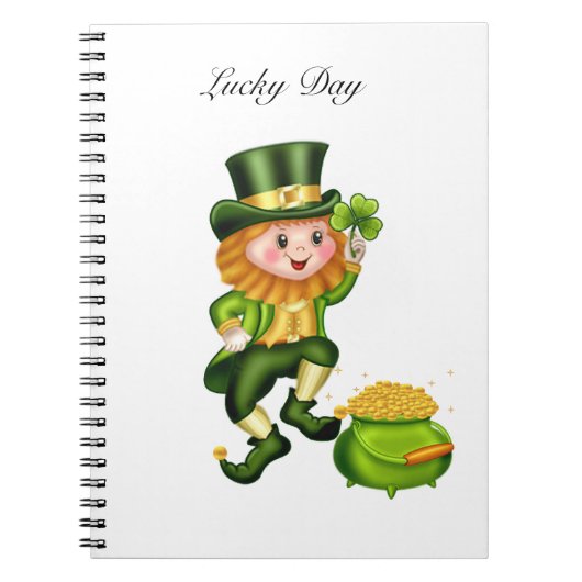 Cute leprechaun & pot of gold notitieboek (Voorkant)