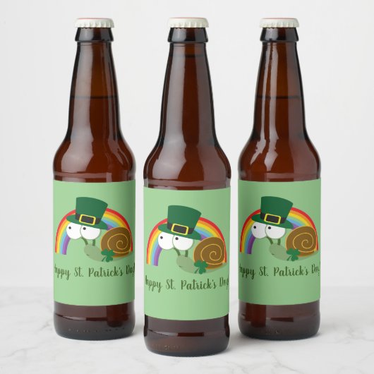 Cute Leprechaun St. Patrick's Day Slak Bier Etiket (Flessen)