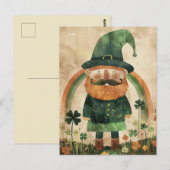 Cute Leprechaun Watercolor St. Patrick's Day Briefkaart (Voorkant / Achterkant)