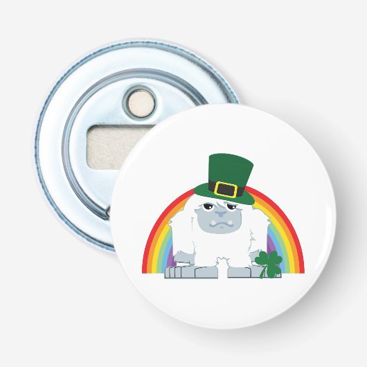 Cute Leprechaun Yeti Button Flesopener (Voorkant)